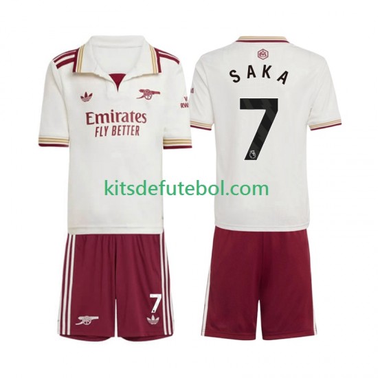 Camisola Arsenal Bukayo Saka 7 Criança Terceiro equipamento 2025-2026 Mangas Curtas