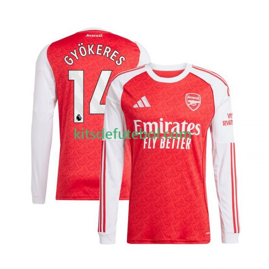 Camisola Arsenal Viktor Gyokeres 14 Homem Equipamento principal 2025-2026 Mangas Compridas