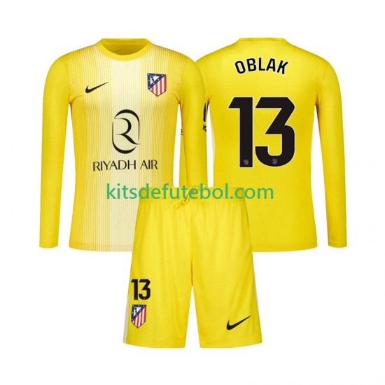 Camisola de Guarda-redes Atlético Madrid Jan Oblak 13 Criança Equipamento principal 2025-2026 Mangas Compridas
