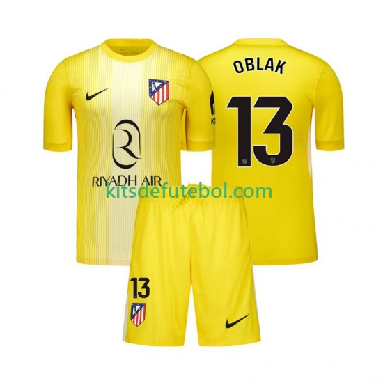 Camisola de Guarda-redes Atlético Madrid Jan Oblak 13 Criança Equipamento principal 2025-2026 Mangas Curtas