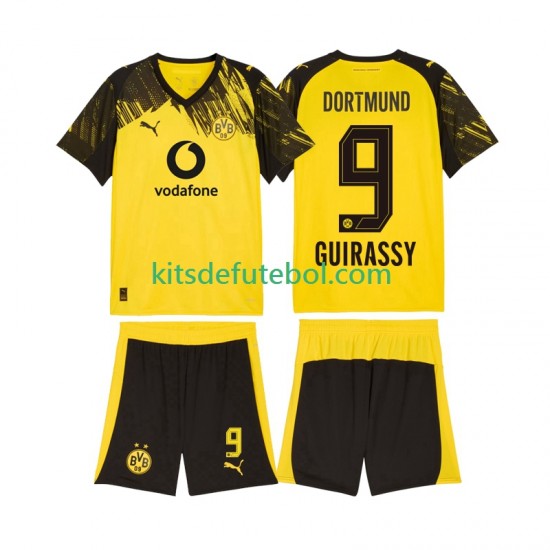 Camisola Borussia Dortmund Serhou Guirassy 9 Criança Equipamento principal 2025-2026 Mangas Curtas