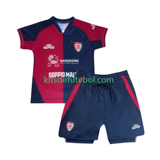 Camisola Cagliari Criança Equipamento principal 2025-2026 Mangas Curtas
