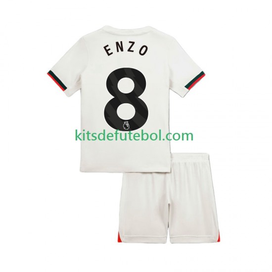 Camisola Chelsea Enzo Fernandez 8 Criança Equipamento alternativo 2025-2026 Mangas Curtas