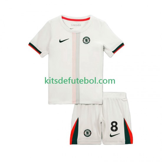 Camisola Chelsea Enzo Fernandez 8 Criança Equipamento alternativo 2025-2026 Mangas Curtas