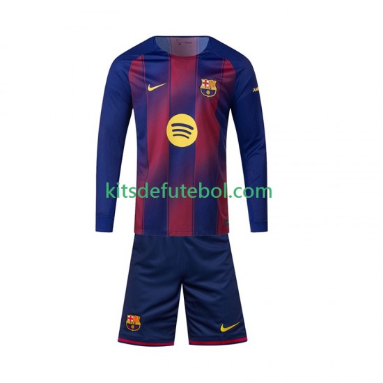 Camisola FC Barcelona Criança Equipamento principal 2025-2026 Mangas Compridas