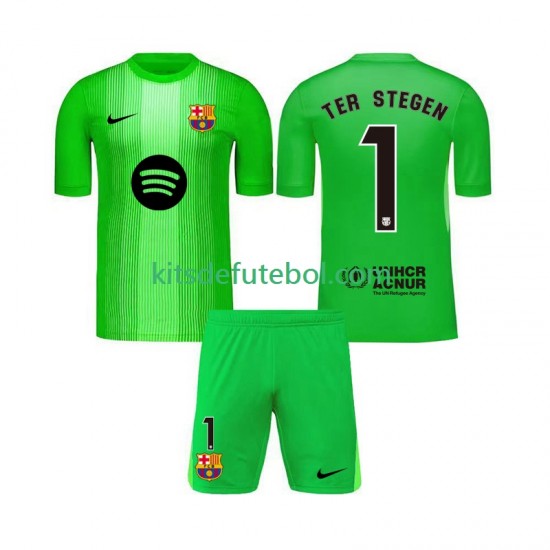 Camisola de Guarda-redes FC Barcelona Ter Stegen 1 Criança Equipamento principal 2025-2026 Mangas Curtas