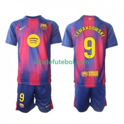 Camisola FC Barcelona Robert Lewandowski 9 Criança Equipamento principal 2025-2026 Mangas Curtas
