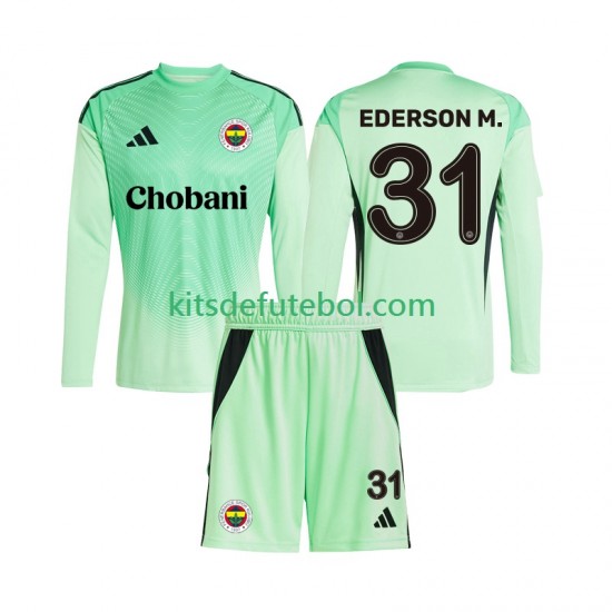 Camisola de Guarda-redes Fenerbahce Ederson Moraes 31 Criança Equipamento alternativo 2025-2026 Mangas Compridas