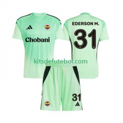 Camisola de Guarda-redes Fenerbahce Ederson Moraes 31 Criança Equipamento alternativo 2025-2026 Mangas Curtas
