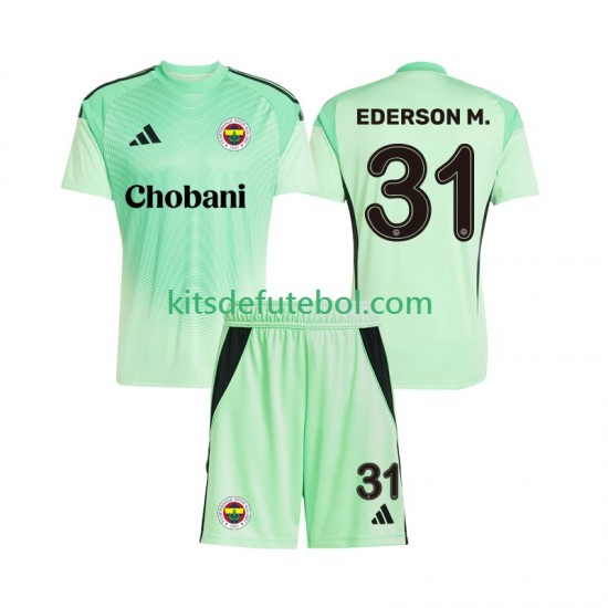 Camisola de Guarda-redes Fenerbahce Ederson Moraes 31 Criança Equipamento alternativo 2025-2026 Mangas Curtas