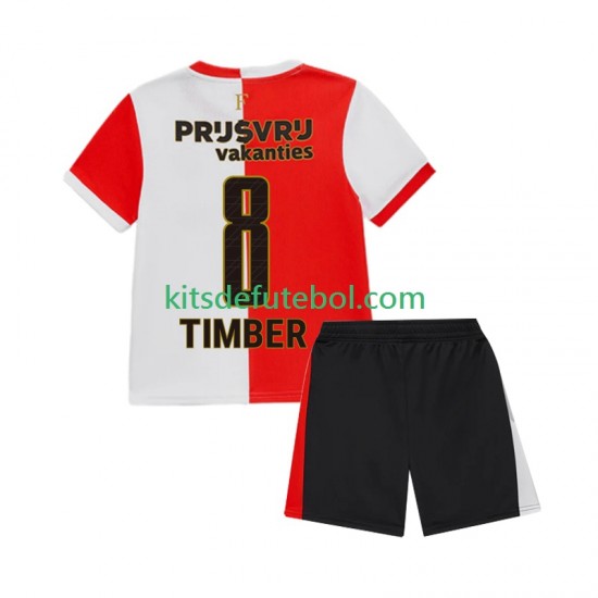 Camisola Feyenoord Rotterdam Quinten Timber 8 Criança Equipamento principal 2025-2026 Mangas Curtas