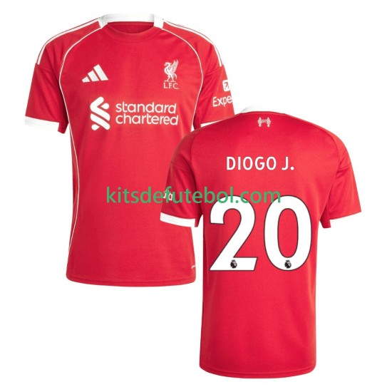 Camisola Liverpool Diogo Jota 20 Homem Equipamento principal 2025-2026 Mangas Curtas
