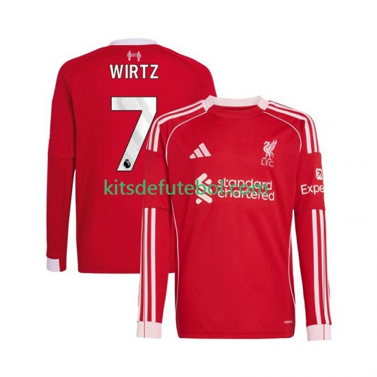 Camisola Liverpool Florian Wirtz 7 Homem Equipamento principal 2025-2026 Mangas Compridas
