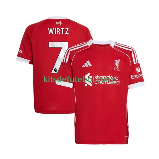 Camisola Liverpool Florian Wirtz 7 Homem Equipamento principal 2025-2026 Mangas Curtas