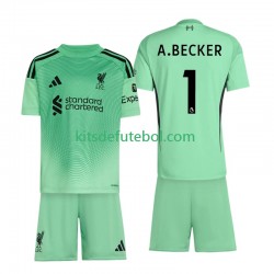 Camisola de Guarda-redes Liverpool Alisson Becker 1 Criança Equipamento principal 2025-2026 Mangas Curtas