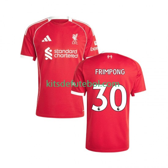 Camisola Liverpool Jeremie Frimpong 30 Homem Equipamento principal 2025-2026 Mangas Curtas