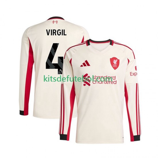 Camisola Liverpool Virgil van Dijk 4 Homem Equipamento alternativo 2025-2026 Mangas Compridas