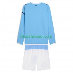 Camisola Manchester City Criança Equipamento principal 2025-2026 Mangas Compridas