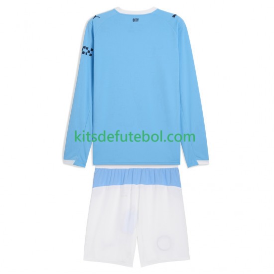 Camisola Manchester City Criança Equipamento principal 2025-2026 Mangas Compridas