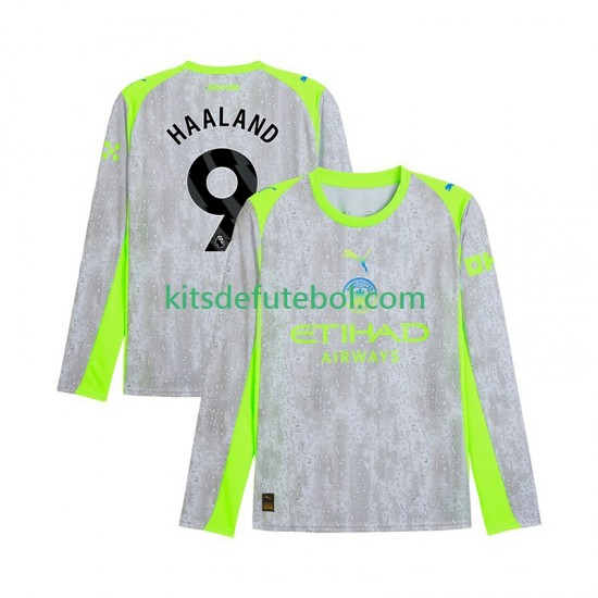 Camisola Manchester City Erling Haaland 9 Homem Terceiro equipamento 2025-2026 Mangas Compridas