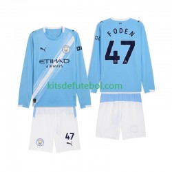Camisola Manchester City Phil Foden 47 Criança Equipamento principal 2025-2026 Mangas Compridas