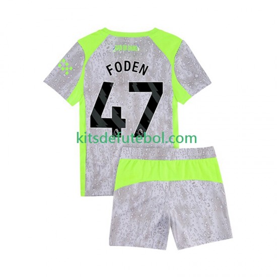 Camisola Manchester City Phil Foden 47 Criança Terceiro equipamento 2025-2026 Mangas Curtas
