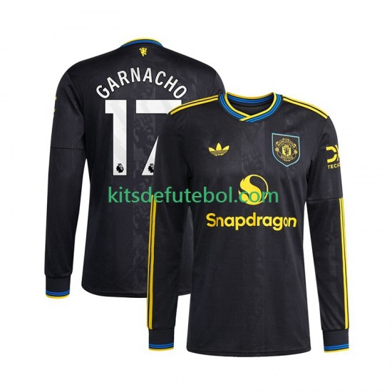 Camisola Manchester United Alejandro Garnacho 17 Homem Terceiro equipamento 2025-2026 Mangas Compridas
