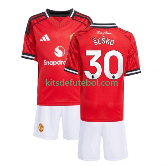 Camisola Manchester United Benjamin Sesko 30 Criança Equipamento principal 2025-2026 Mangas Curtas