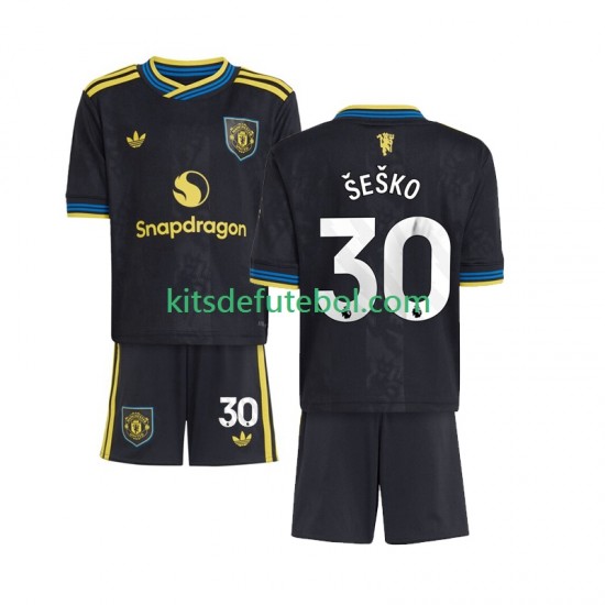 Camisola Manchester United Benjamin Sesko 30 Criança Terceiro equipamento 2025-2026 Mangas Curtas