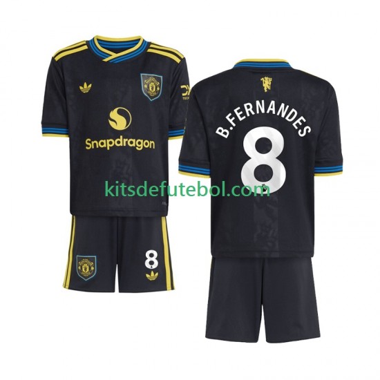 Camisola Manchester United Bruno Fernandes 8 Criança Terceiro equipamento 2025-2026 Mangas Curtas