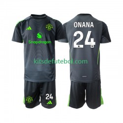 Camisola de Guarda-redes Manchester United Andre Onana 24 Criança Equipamento alternativo 2025-2026 Mangas Curtas