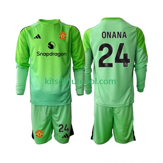 Camisola de Guarda-redes Manchester United Andre Onana 24 Criança Quarto equipamento 2025-2026 Mangas Compridas