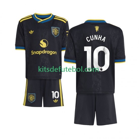 Camisola Manchester United Matheus Cunha 10 Criança Terceiro equipamento 2025-2026 Mangas Curtas