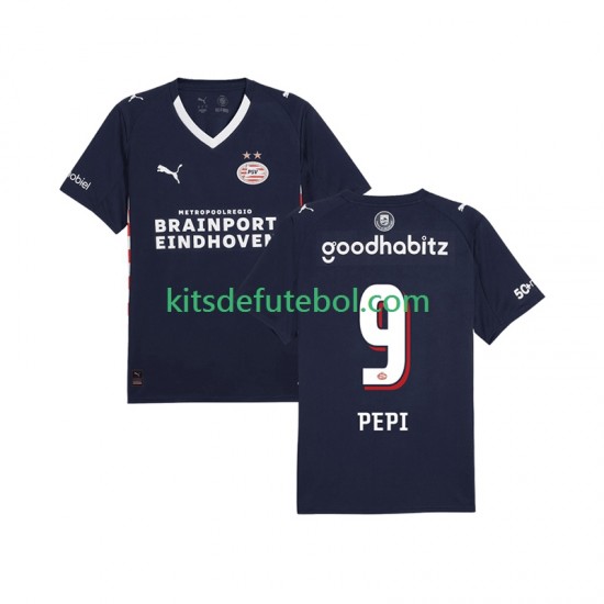 Camisola PSV Eindhoven Ricardo Pepi 9 Homem Equipamento alternativo 2025-2026 Mangas Curtas