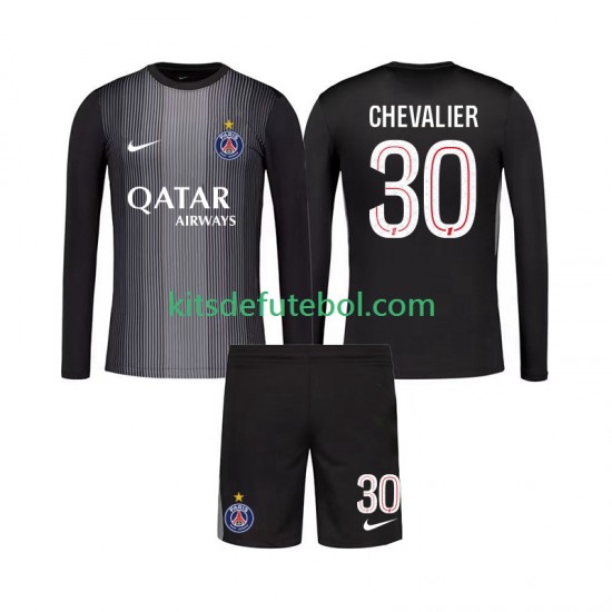 Camisola de Guarda-redes Paris Saint-Germain Lucas Chevalier 30 Criança Equipamento principal 2025-2026 Mangas Compridas