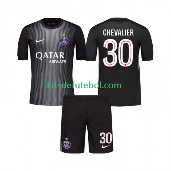 Camisola de Guarda-redes Paris Saint-Germain Lucas Chevalier 30 Criança Equipamento principal 2025-2026 Mangas Curtas