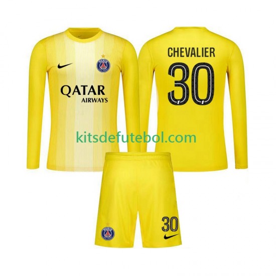 Camisola de Guarda-redes Paris Saint-Germain Lucas Chevalier 30 Criança Terceiro equipamento 2025-2026 Mangas Compridas