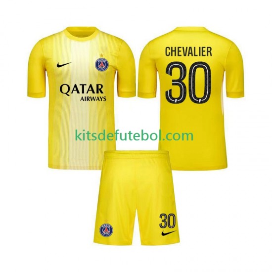 Camisola de Guarda-redes Paris Saint-Germain Lucas Chevalier 30 Criança Terceiro equipamento 2025-2026 Mangas Curtas