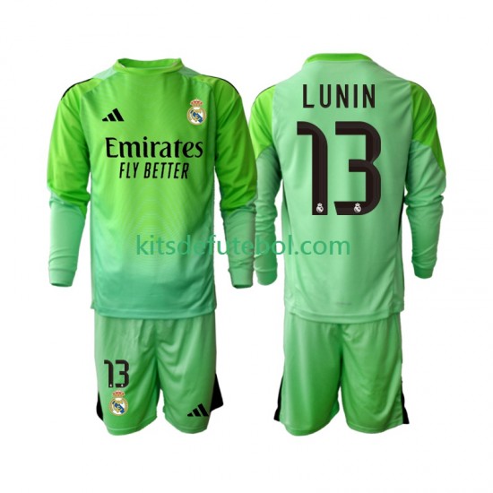 Camisola de Guarda-redes Real Madrid Andriy Lunin 13 Criança Equipamento alternativo 2025-2026 Mangas Compridas