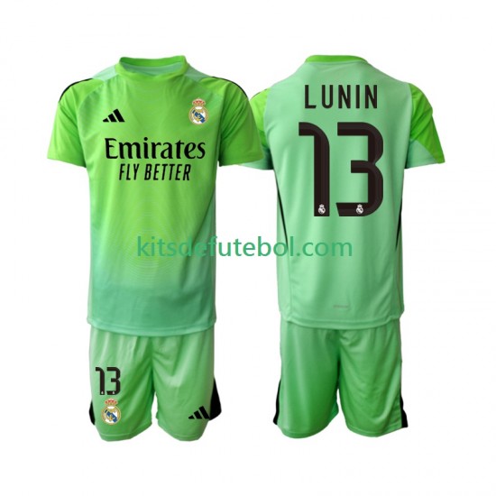 Camisola de Guarda-redes Real Madrid Andriy Lunin 13 Criança Equipamento alternativo 2025-2026 Mangas Curtas