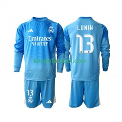 Camisola de Guarda-redes Real Madrid Andriy Lunin 13 Criança Equipamento principal 2025-2026 Mangas Compridas