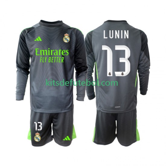 Camisola de Guarda-redes Real Madrid Andriy Lunin 13 Criança Terceiro equipamento 2025-2026 Mangas Compridas