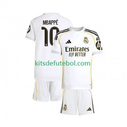Camisola Real Madrid Kylian Mbappe 10 Criança Equipamento principal 2025-2026 Mangas Curtas