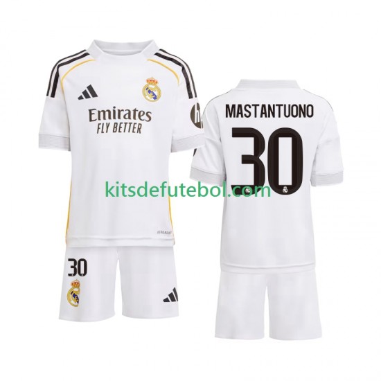 Camisola Real Madrid Mastantuono 30 Criança Equipamento principal 2025-2026 Mangas Curtas