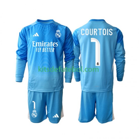 Camisola Real Madrid Thibaut Courtois 1 Criança Equipamento principal 2025-2026 Mangas Compridas