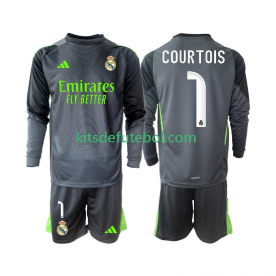 Camisola Real Madrid Thibaut Courtois 1 Criança Terceiro equipamento 2025-2026 Mangas Compridas