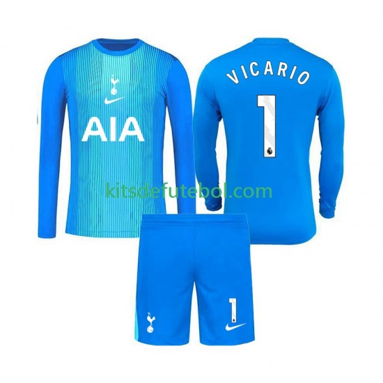 Camisola de Guarda-redes Tottenham Hotspur Guglielmo Vicario 1 Criança Equipamento alternativo 2025-2026 Mangas Compridas