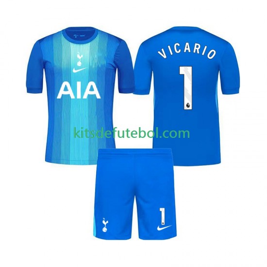 Camisola de Guarda-redes Tottenham Hotspur Guglielmo Vicario 1 Criança Equipamento alternativo 2025-2026 Mangas Curtas
