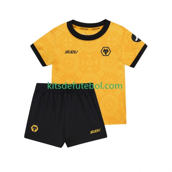 Camisola Wolverhampton Wanderers Criança Equipamento principal 2025-2026 Mangas Curtas