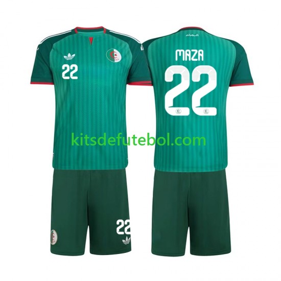 Camisola Seleção da Argelina Ibrahim Maza 22 Criança Equipamento alternativo 2026 Mangas Curtas